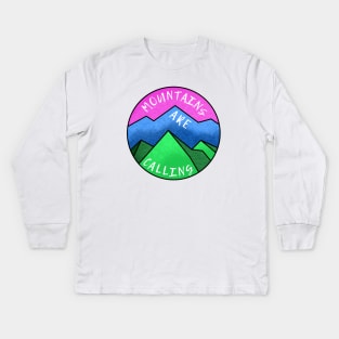 Mountains are Calling (Pink sky) Kids Long Sleeve T-Shirt